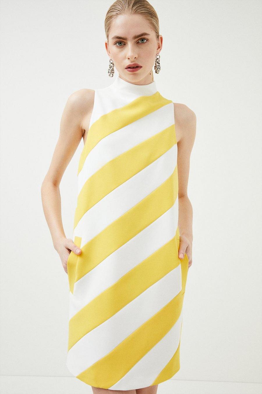 Women Dresses | Karen Millen Compact Stretch Diagonal Stripe Shift ...